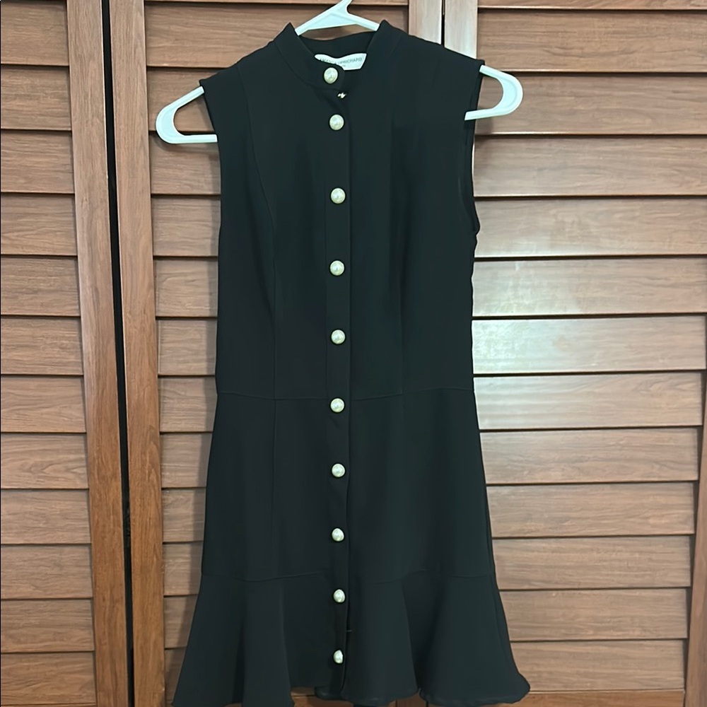 Amanda Uprichard French Black Ruffled Sheath Mini Dress